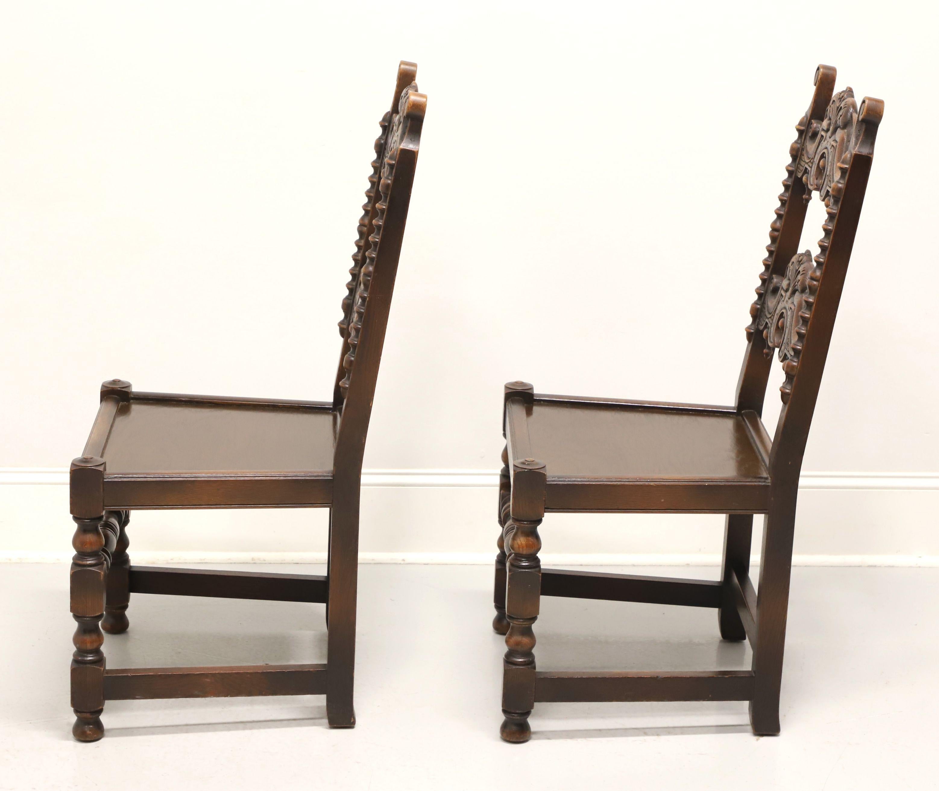 20th Century GRAND RAPIDS BOOKCASE & Chair Co Oak Gothic Revival Dining Side Chairs - Pair A For Sale