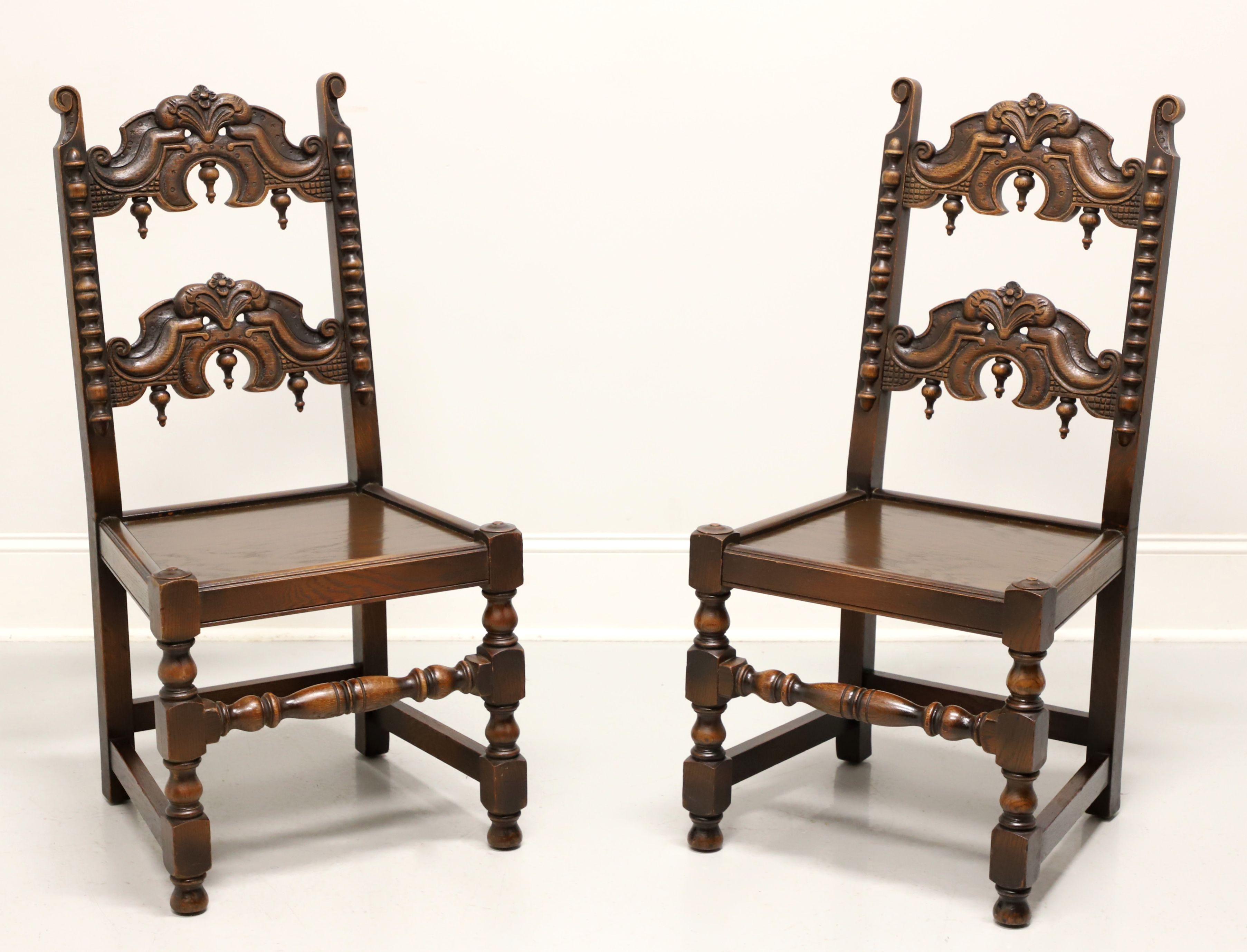 GRAND RAPIDS BOOKCASE & Chair Co Oak Gothic Revival Dining Side Chairs - Pair B For Sale 4