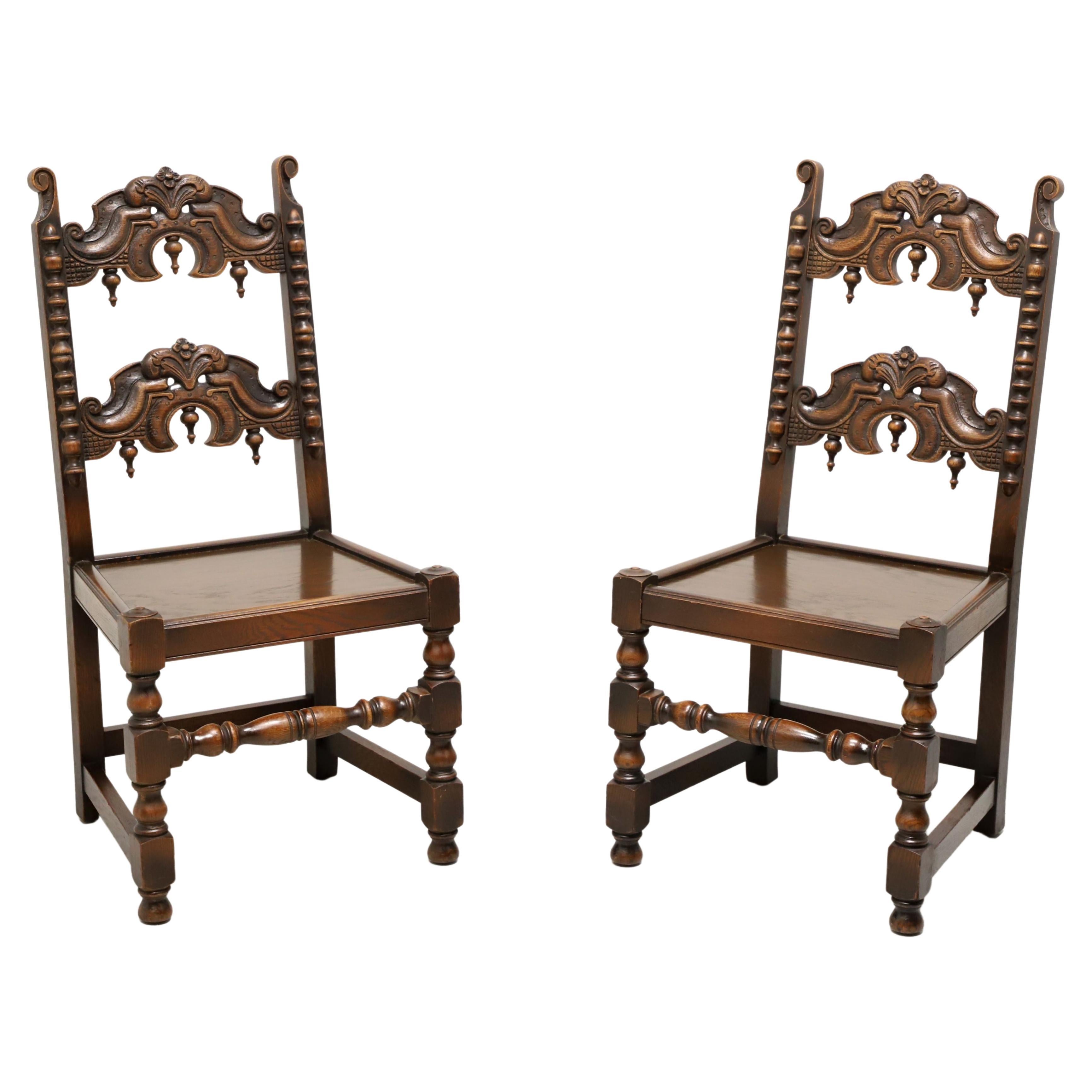 GRAND RAPIDS BOOKCASE & Chair Co Oak Gothic Revival Dining Side Chairs - Pair B For Sale