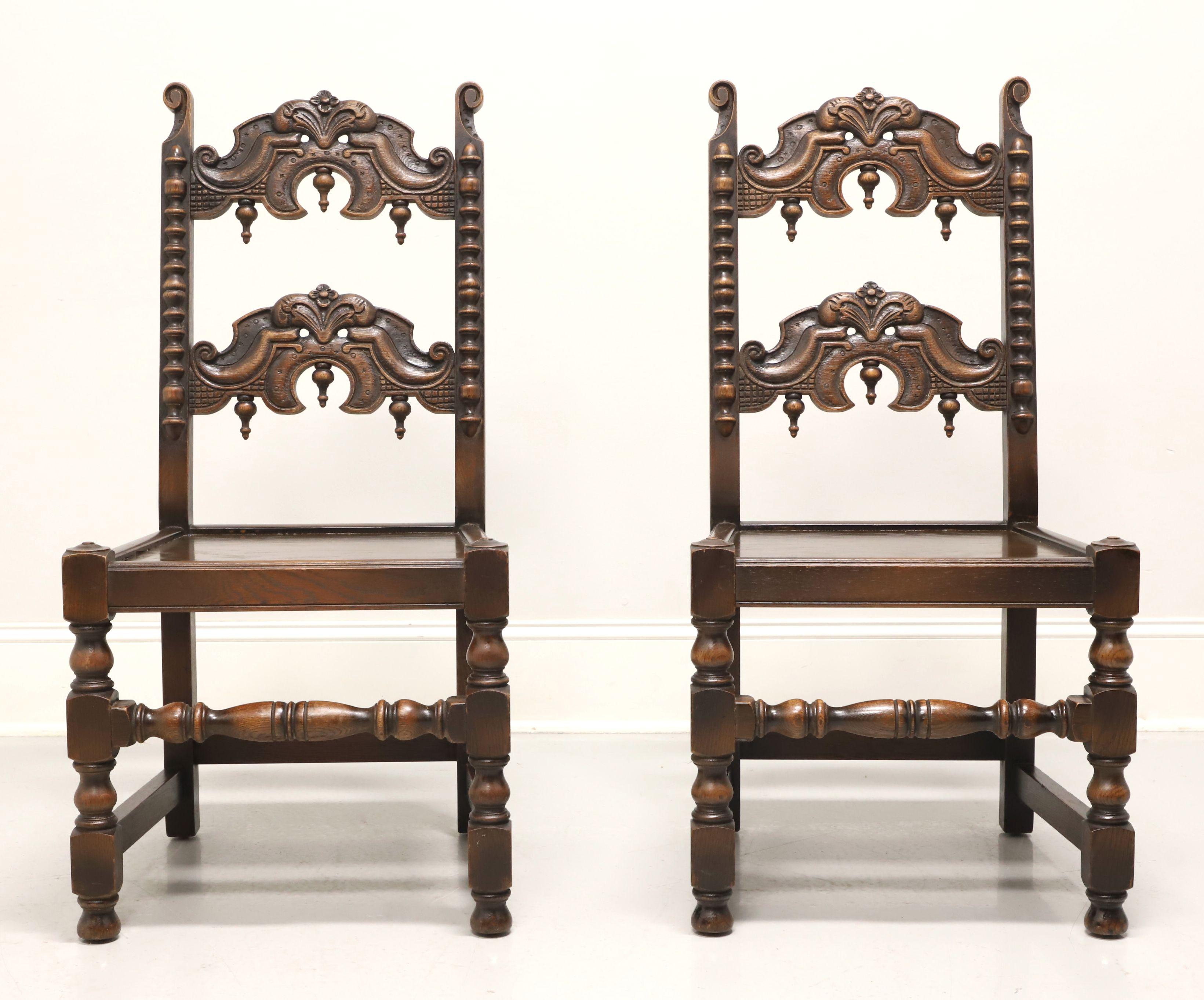 American GRAND RAPIDS BOOKCASE & Chair Co Oak Gothic Revival Dining Side Chairs - Pair C For Sale