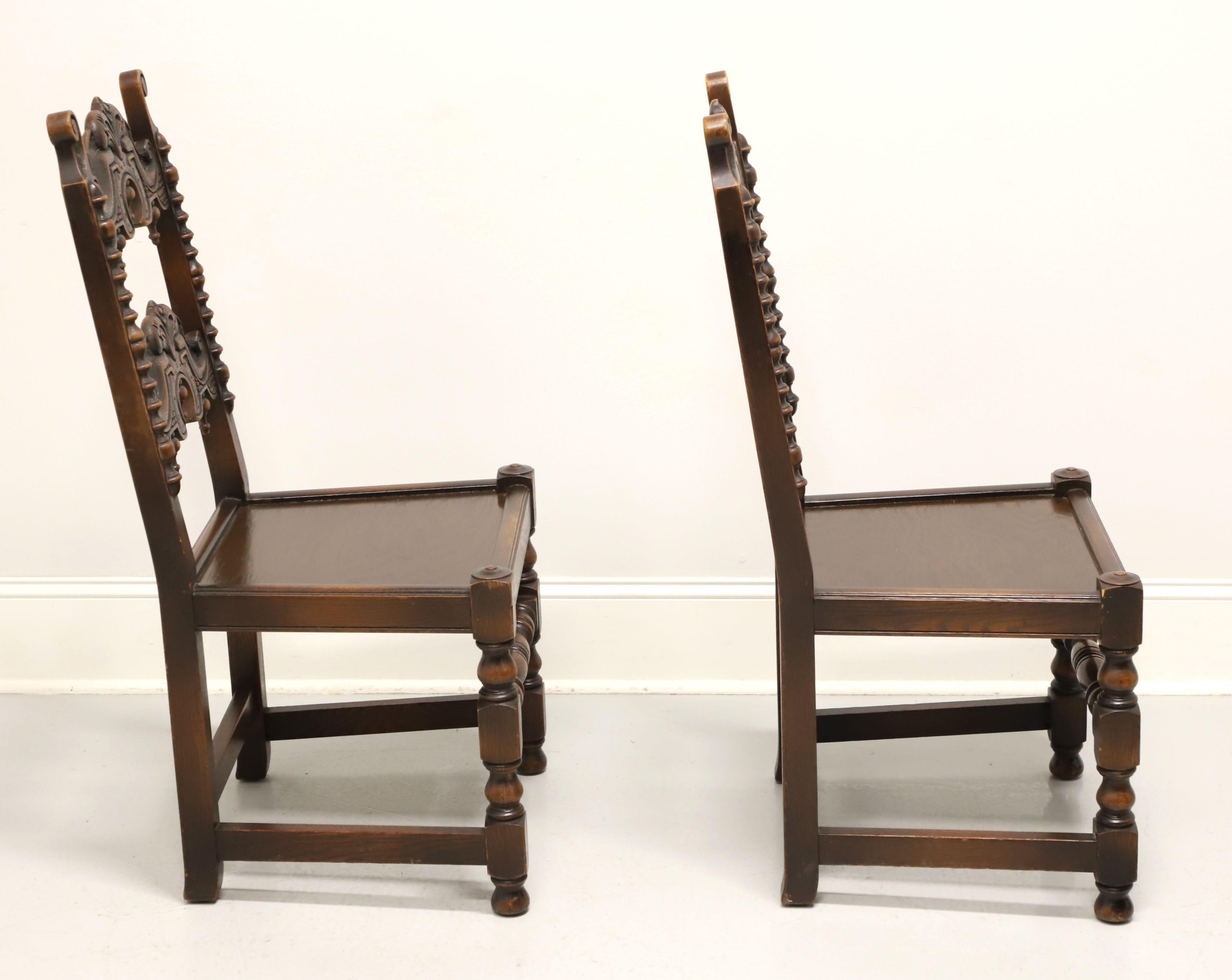 GRAND RAPIDS BOOKCASE & Chair Co Oak Gothic Revival Dining Side Chairs - Pair C In Good Condition For Sale In Charlotte, NC