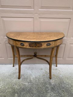 Grand Rapids Imperial Furniture Regency Bird's Eye Maple Demilune Console Table