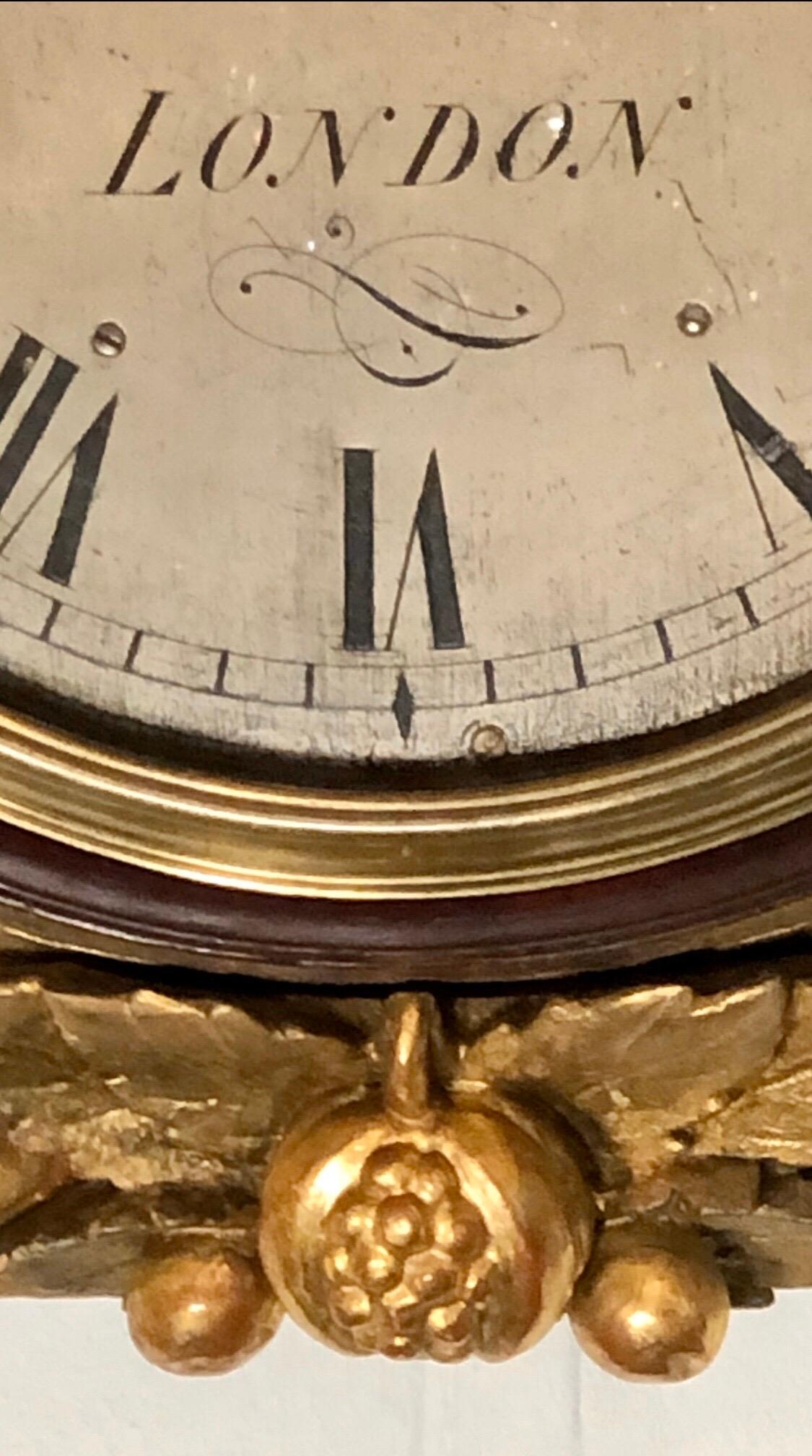 19th Century Grand Regency Gilt Wall Mounted Clock by Wm Johnson London