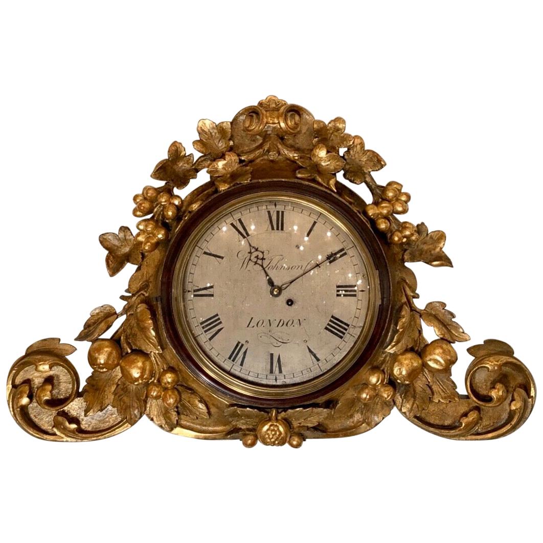 Grand Regency Gilt Wall Mounted Clock by Wm Johnson London For Sale