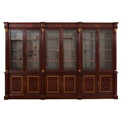Vintage Grand Regency Style Bronze Mounted Mahogany Library Bookcase