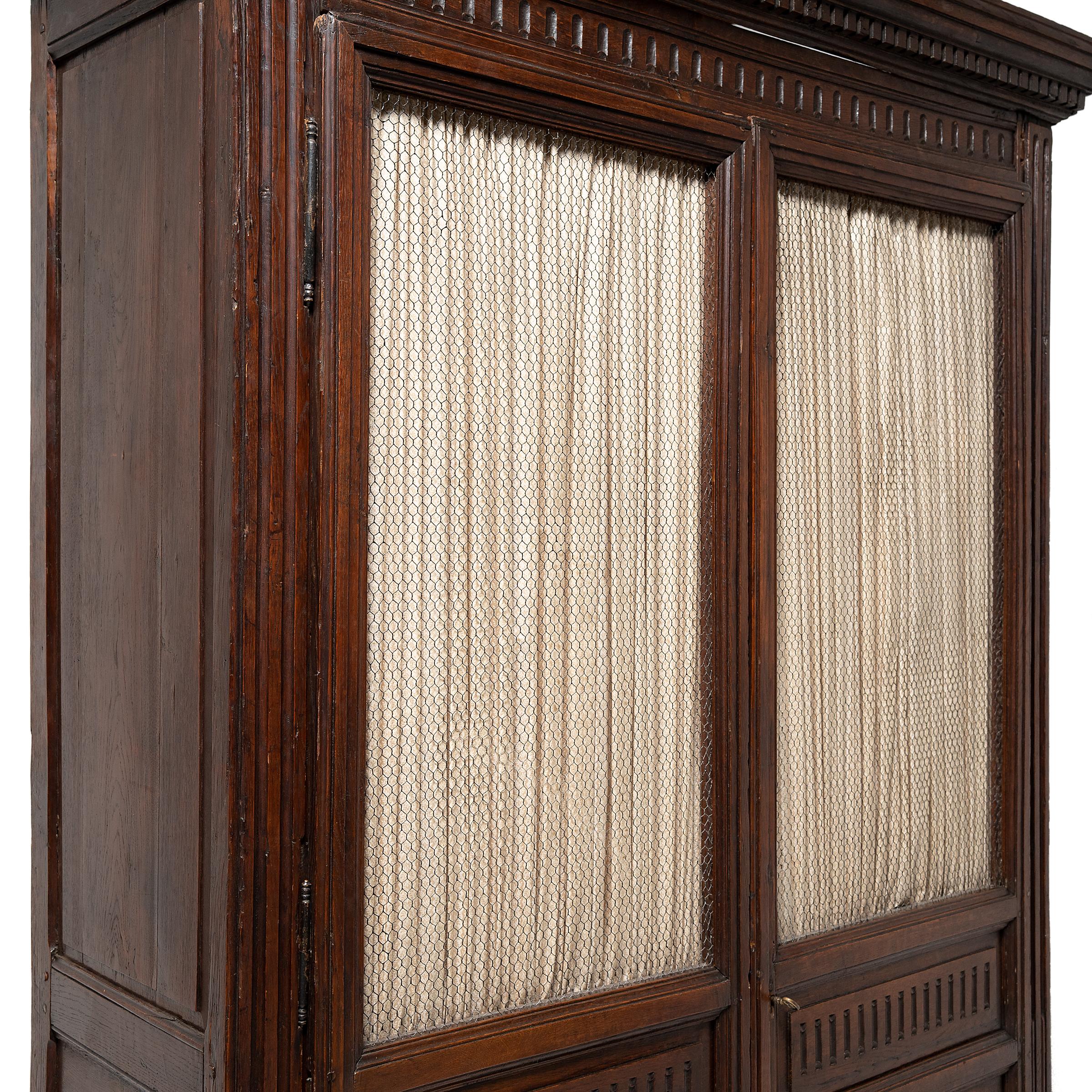 Grand Renaissance Revival Armoire with Wire Screens, circa 1800 For Sale 1