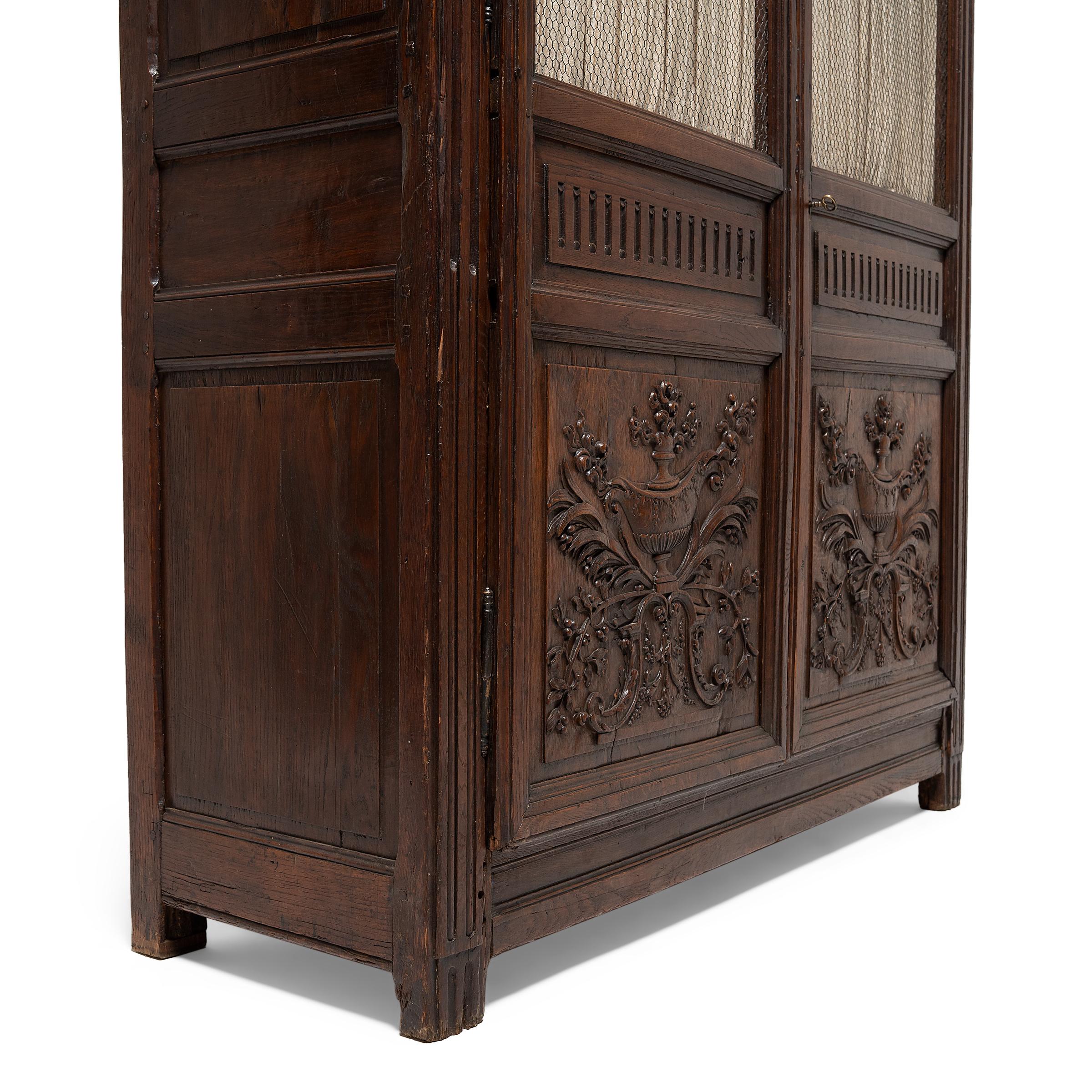 Grand Renaissance Revival Armoire with Wire Screens, circa 1800 For Sale 3