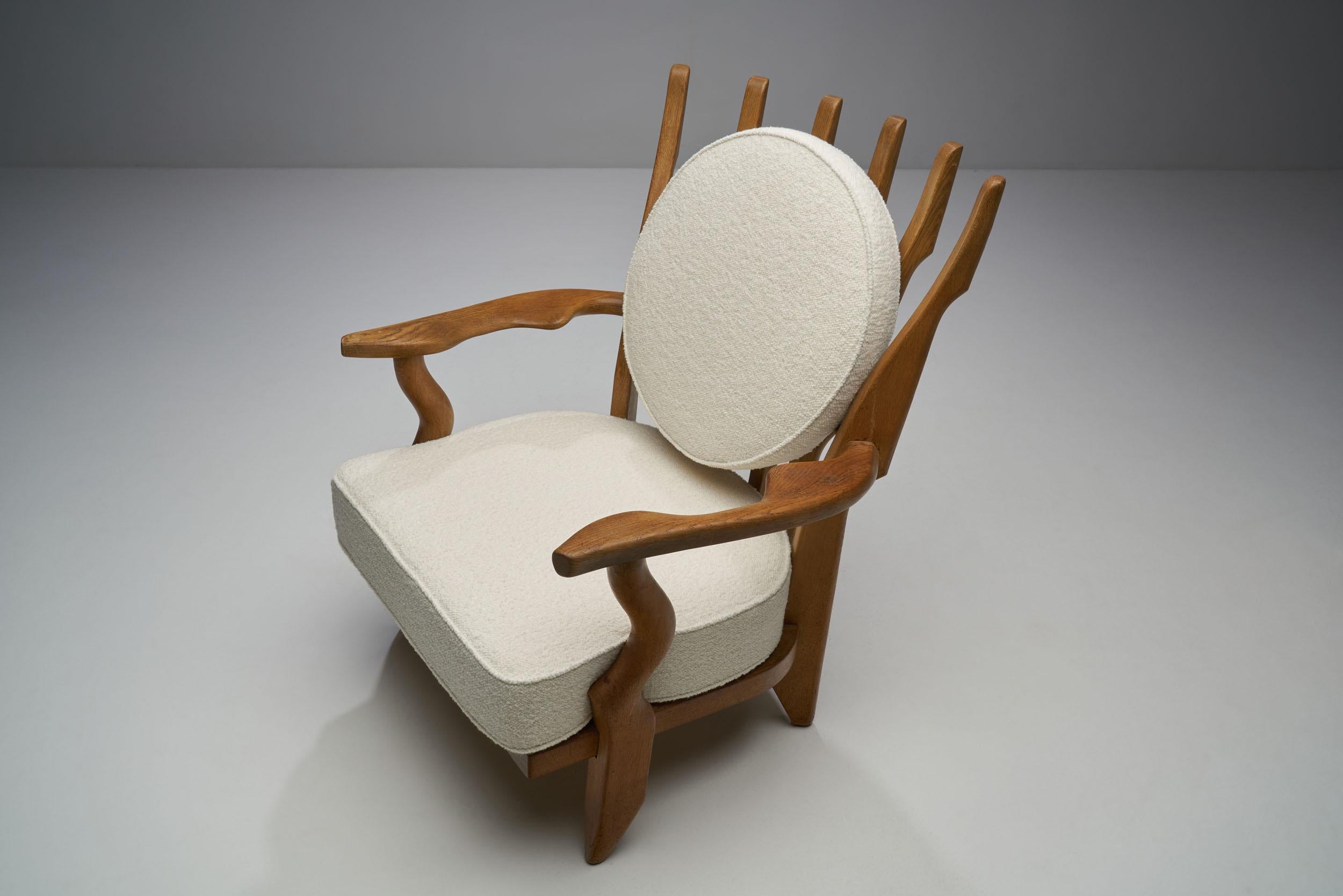 Fabric “Grand Repos” Armchairs by Guillerme et Chambron for Votre Maison, France 1950s