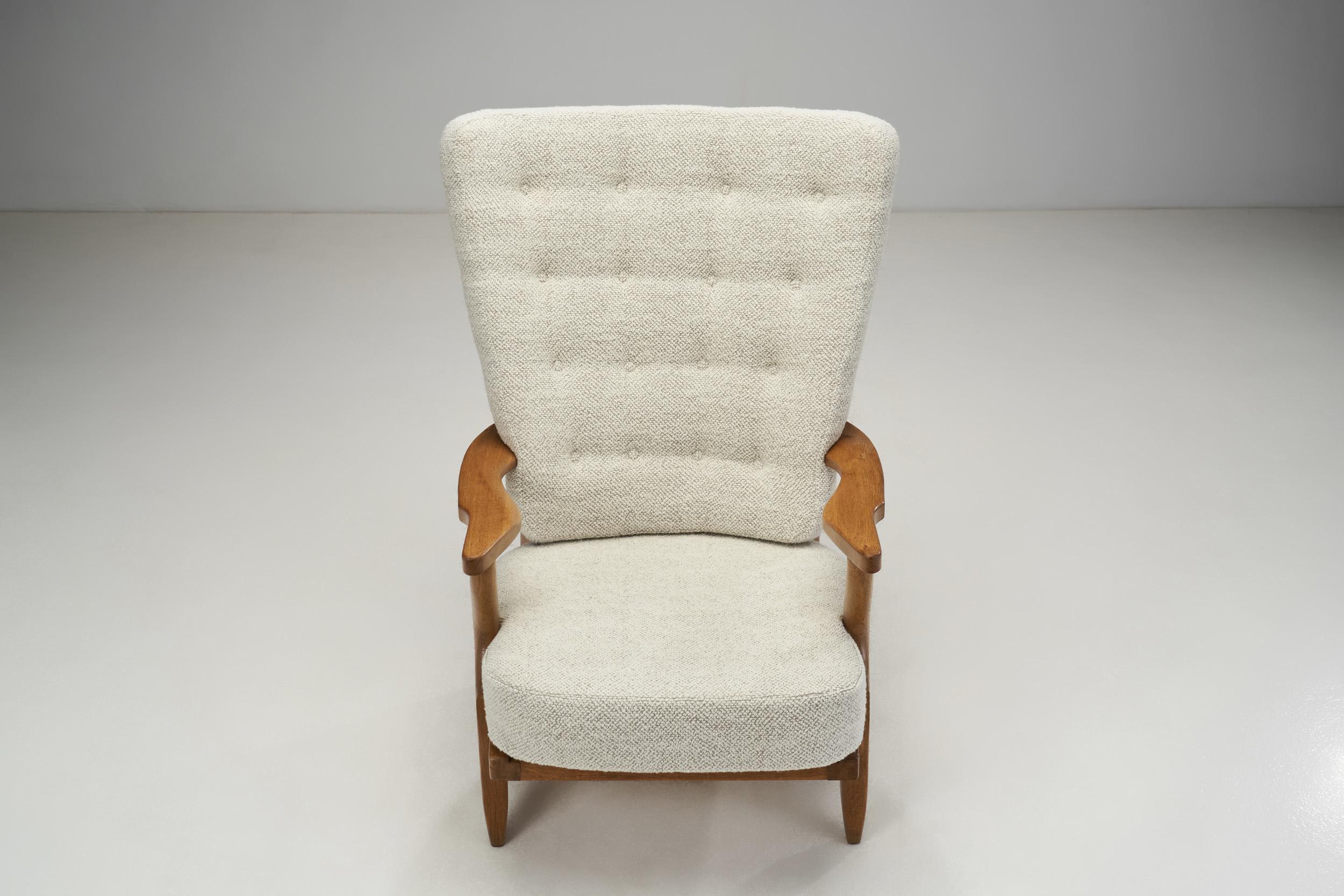 Mid-20th Century “Grand Repos” Chair by Guillerme et Chambron for Votre Maison, France 1950s For Sale