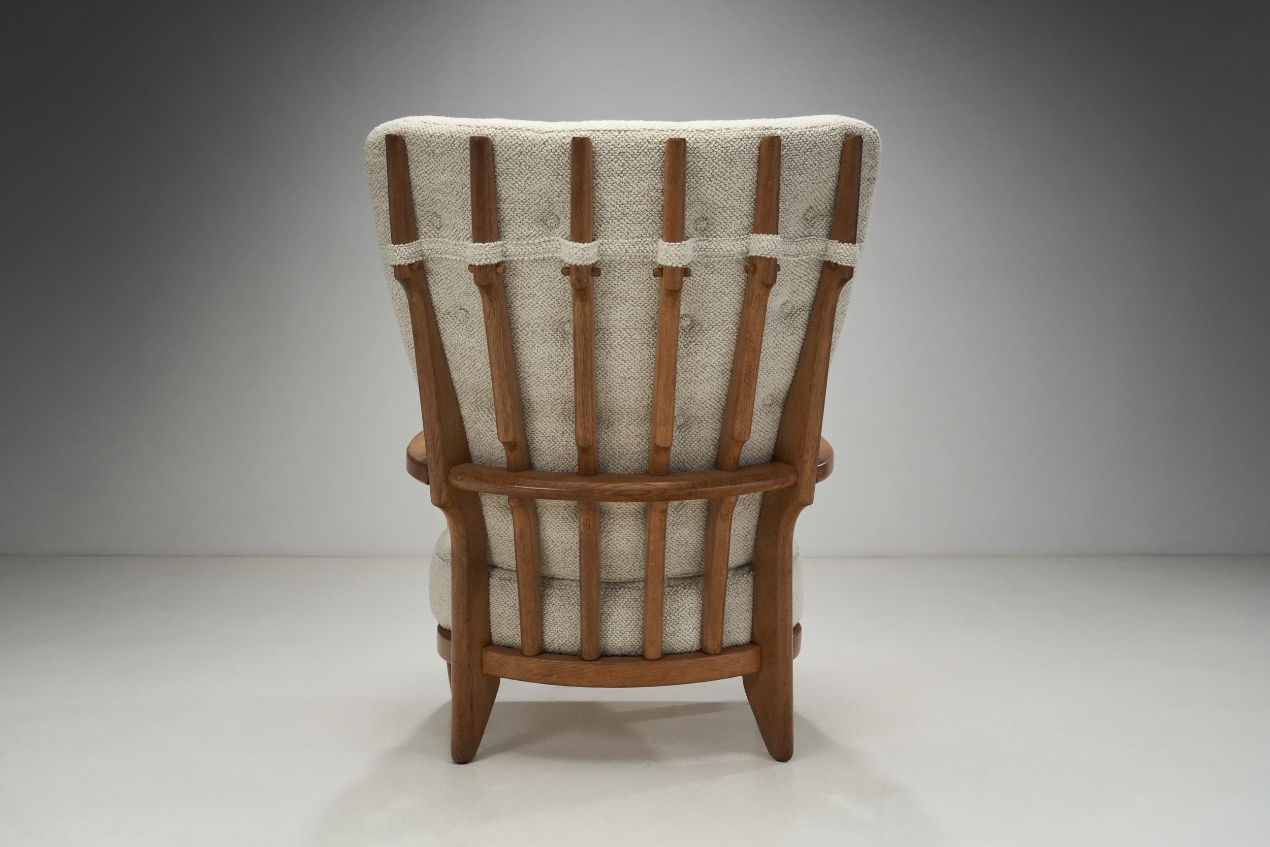 Bouclé “Grand Repos” Chair by Guillerme et Chambron for Votre Maison, France 1950s For Sale