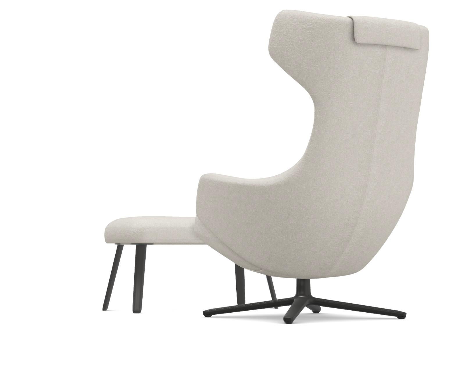 Contemporary Grand Repos Lounge Chair and Pachina Ottoman by Antonio Citterio, Ivory, Vitra