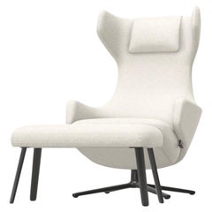 Grand Repos Lounge Chair and Pachina Ottoman by Antonio Citterio, Ivory, Vitra