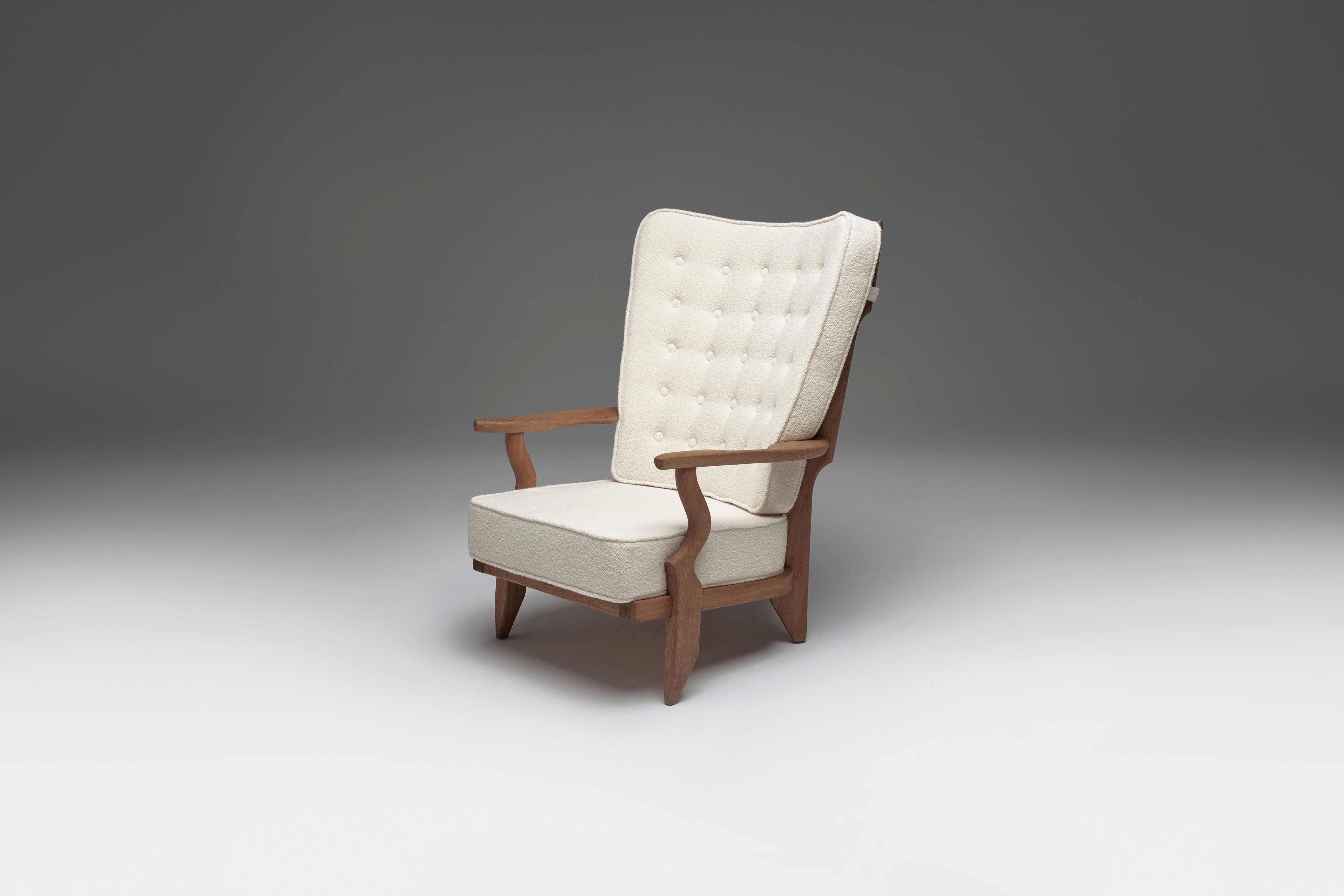 French Grand Repos Lounge Chair Attributed to Guillerme et Chambron for Votre Maison For Sale