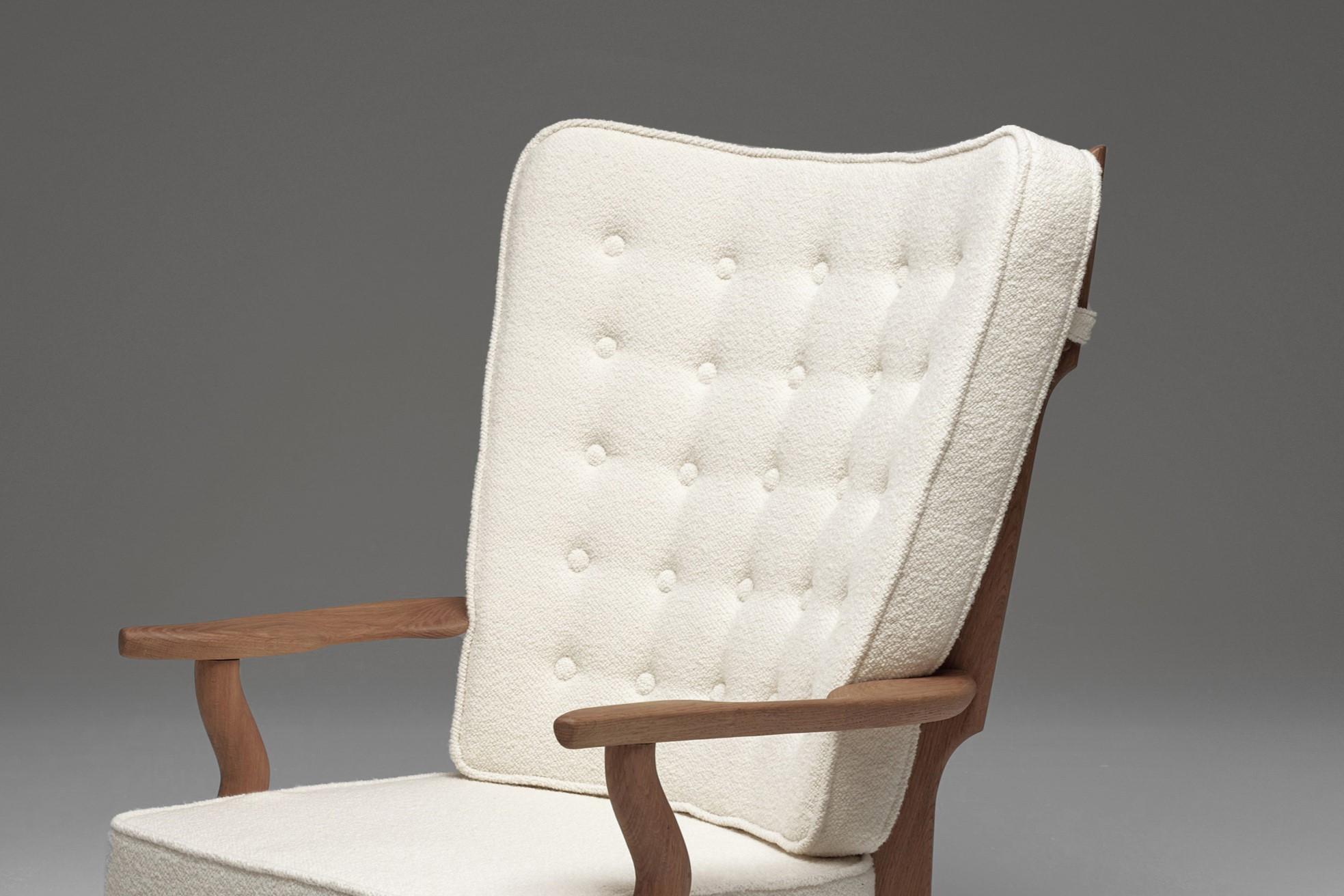 Wool Grand Repos Lounge Chair Attributed to Guillerme et Chambron for Votre Maison For Sale