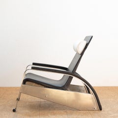 Grand Repos Lounge Chair Jean Prouvé Black Leather Reclining Edited by Tecta