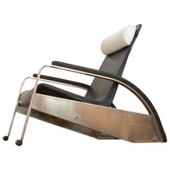 Grand Repos Lounge Chair Jean Prouvé Black Leather Reclining Edited by Tecta