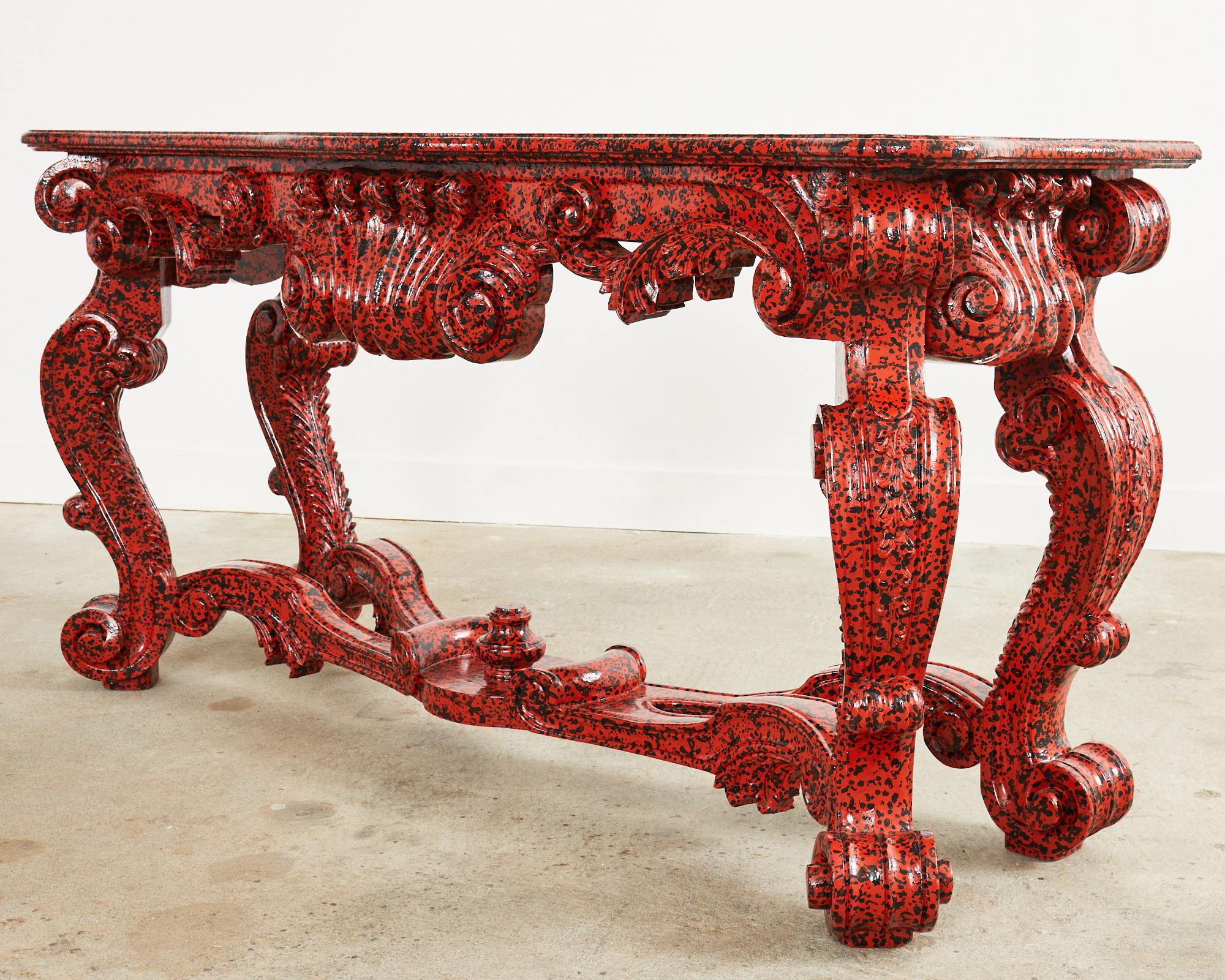 Grand Rococo Style Mahogany Console Table Speckled by Ira Yeager For Sale 12