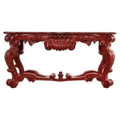 Grand Rococo Style Mahogany Console Table Speckled by Ira Yeager