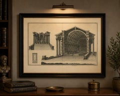 Interior de la Gran Basílica Romana, grabado antiguo de Montfaucon, 1721