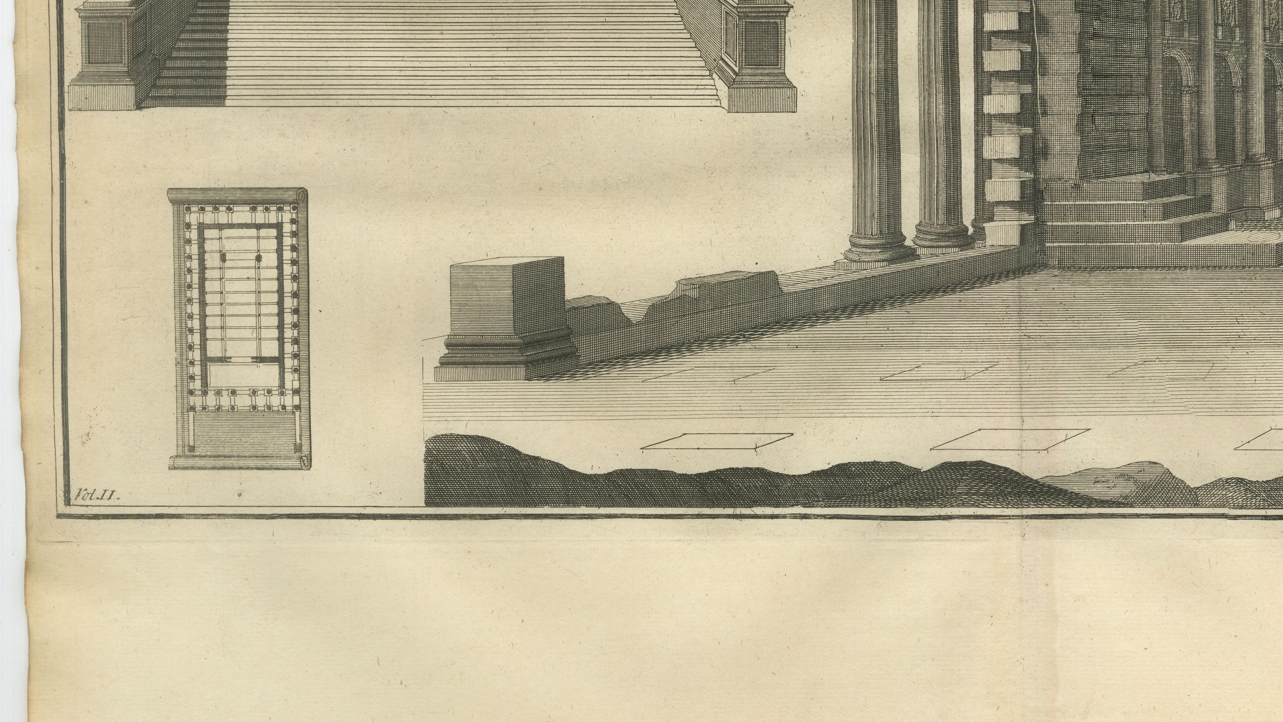 Grand Roman Basilica Interior, Antique Engraving by Montfaucon, 1721