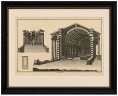 Interior de la Gran Basílica Romana, grabado antiguo de Montfaucon, 1721