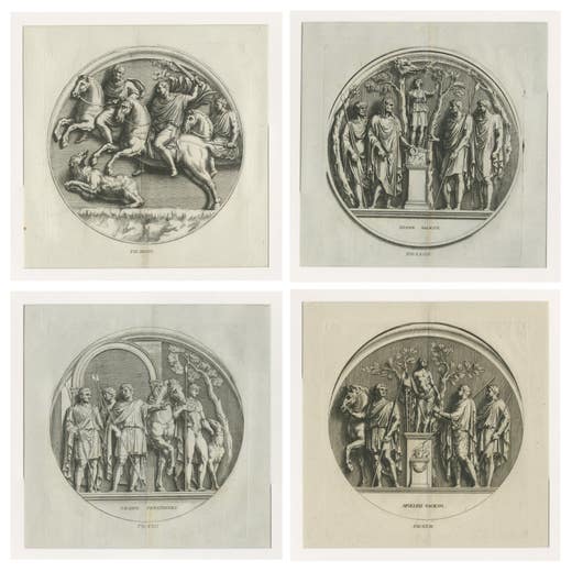 Grand Roman Relief Engravings after Antique Sculpture – Montfaucon 1721