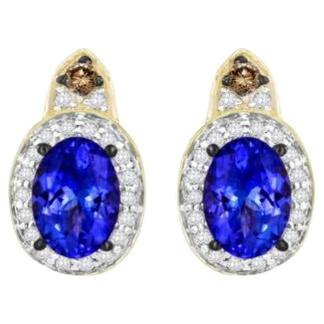Große Sale-Ohrringe mit blauem Beeren- Tansanit und schokoladenbraunen Diamanten