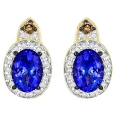 Große Sale-Ohrringe mit blauem Beeren- Tansanit und schokoladenbraunen Diamanten