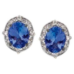 Grand Sample Sale Earrings Featuring Blueberry Tanzanite Vanilla Diamonds