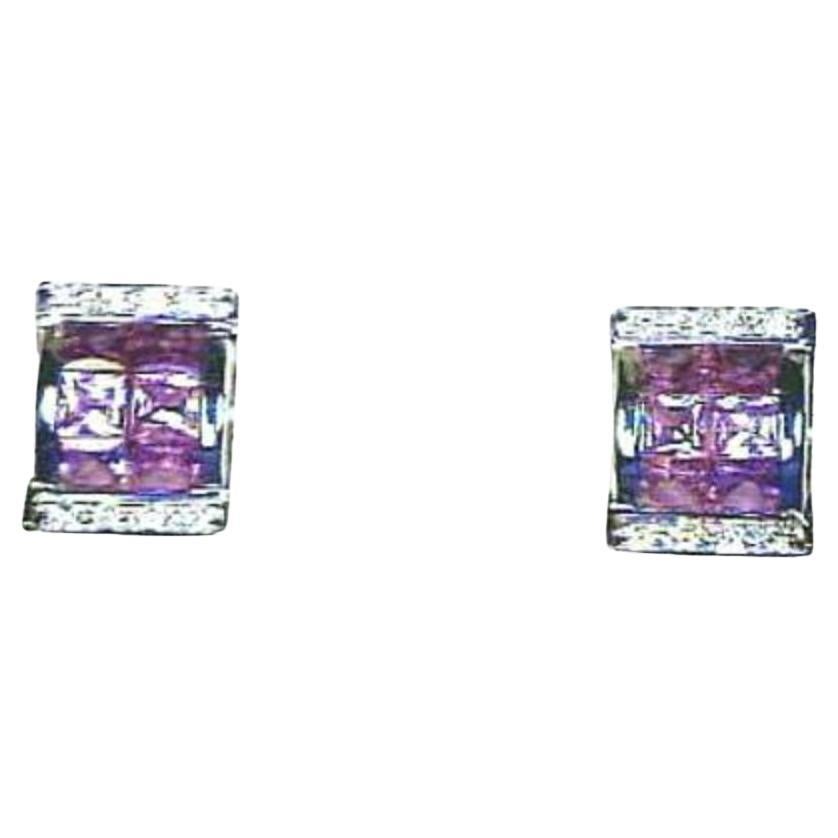 Grand Sample Sale Earrings Featuring Bubble Gum Pink Sapphire For Sale