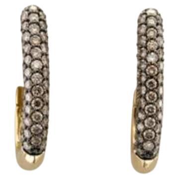 Grand Sample Sale Earrings Featuring Chocolate Diamonds Set in 14K Honey Gold For Sale