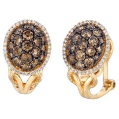 Große Grand Sample Sale-Ohrringe mit schokoladenfarbenen Diamanten und vanillefarbenen Diamanten