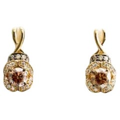 Boucles d'oreilles en forme de grand échantillon avec diamants chocolat et diamants Vanilla sertis