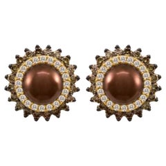 Grand Sample Sale Earrings Featuring Chocolate Pearls Chocolate Diamonds