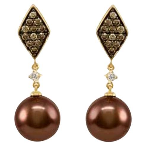 Grand Sample Sale Earrings Featuring Chocolate Pearls Vanilla Diamonds For Sale