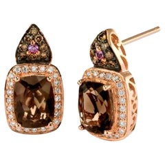 Grand Sample Sale Earrings Featuring Chocolate Quartz, Bubble Gum Pink Sapphire