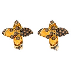 Grand Sample Sale Earrings Featuring Cinnamon Citrine Chocolate Diamonds