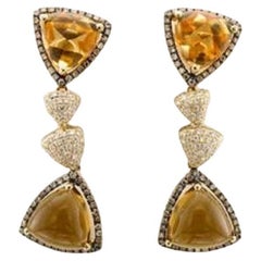 Grand Sample Sale Earrings Featuring Cinnamon Citrine Chocolate Diamonds