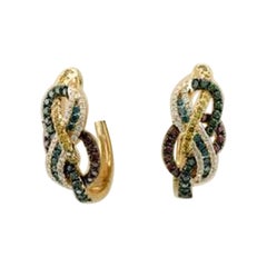 Pendientes de la Gran Venta de Muestras con diamantes fantasía, diamantes arándano, kiwi