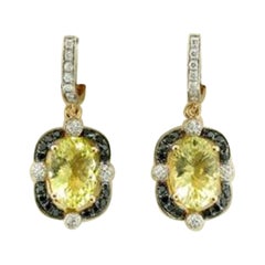 Grand Sample Sale Earrings Featuring Lemon Quartz Blackberry Diamonds
