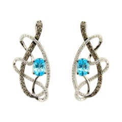 Pendientes de la Gran Venta de Muestras con Diamantes de Chocolate Topacio Azul Océano