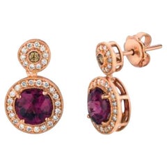 Grand Sample Sale Earrings Featuring Raspberry Rhodolite Chocolate Diamonds
