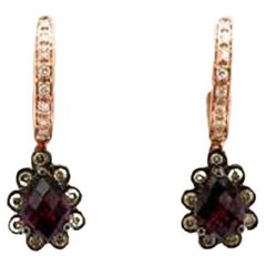 Grand Sample Sale Earrings Featuring Raspberry Rhodolite Chocolate Diamonds