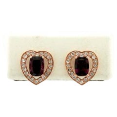 Boucles d'oreilles en rhodolite framboise et topaze de vanille, grand échantillon