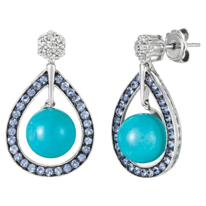 Grand Sample Sale Earrings featuring Robins Egg Blue Turquoise, White Sapphire For Sale