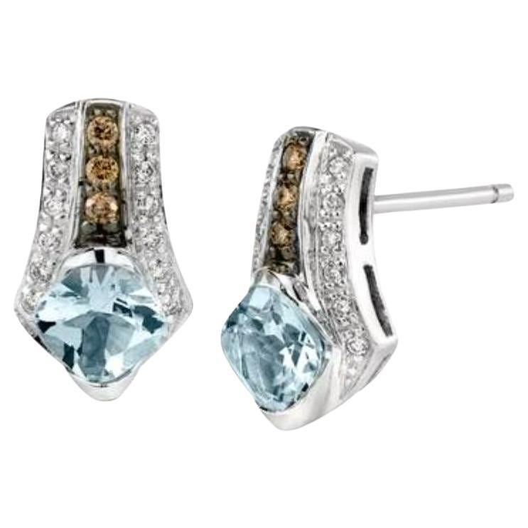 Grand Sample Sale Earrings featuring Sea Blue Aquamarine Chocolate Diamonds For Sale