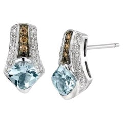 Grand Sample Sale Earrings featuring Sea Blue Aquamarine Chocolate Diamonds