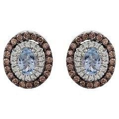 Grand Sample Sale Earrings Featuring Sea Blue Aquamarine Chocolate Diamonds