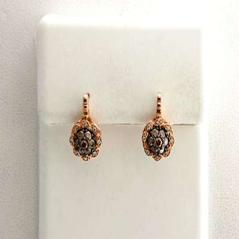 Grand Sample Sale Earrings W/ 1/2cts Chocolate & 1/15cts Vanilla Diamonds Set For Sale