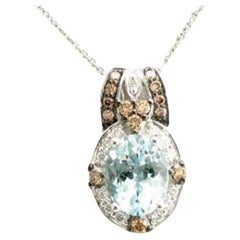 Grand Sample Sale Pendant Featuring 1 3/8 Cts. Sea Blue Aquamarine, 1/5 Cts.